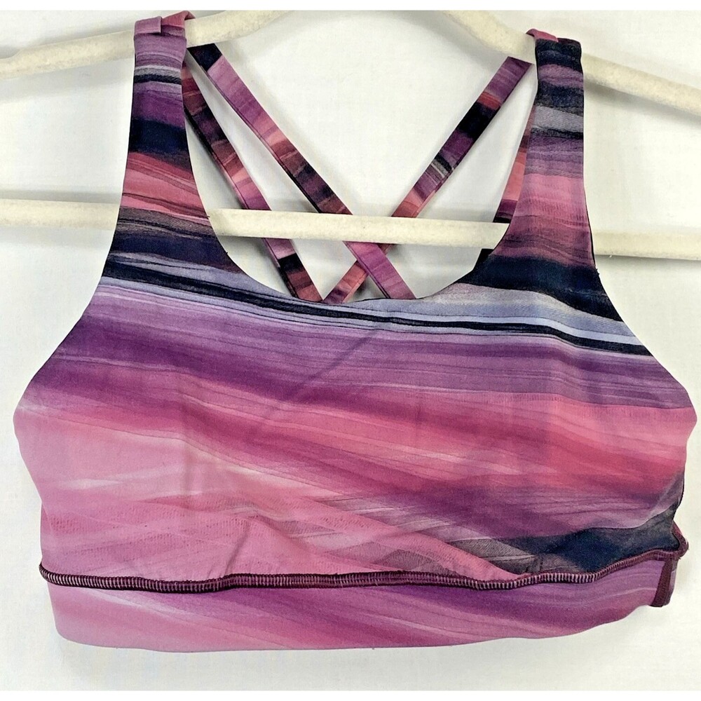 Lululemon Energy Bra Size 6 B/C Central Saint Martins Pink Swirl Multi Straps